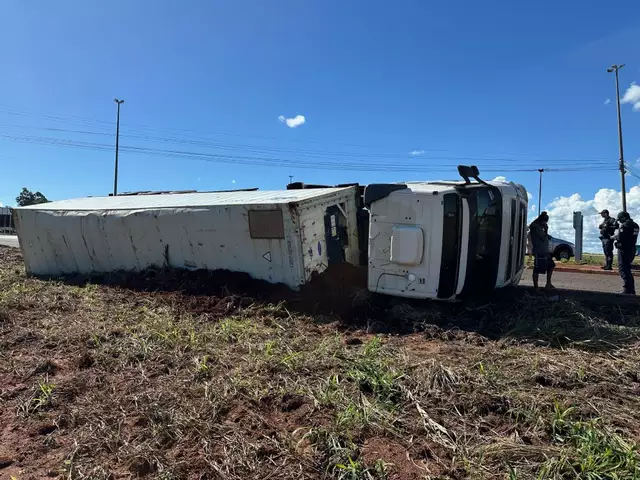 Motorista tomba carga de frango na MS-134