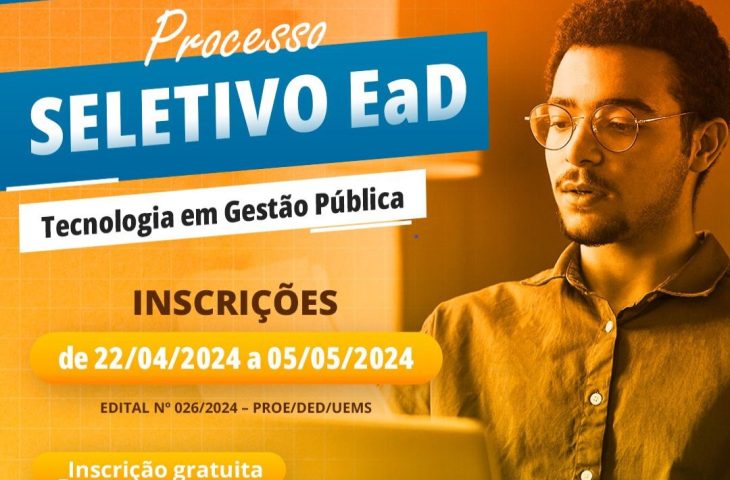 Seguem abertas até domingo as inscrições para graduação em Tecnologia em Gestão Pública