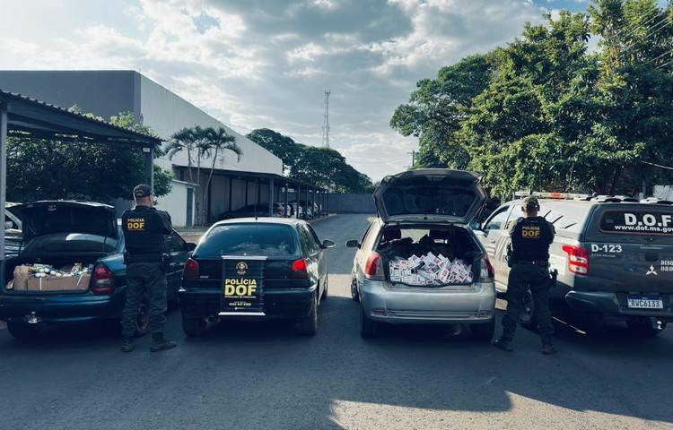 Dois veículos abarrotados de cigarros contrabandeados são apreendidos pelo DOF