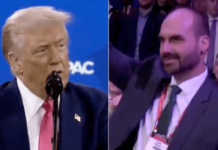 “Mande um ‘oi’ para seu pai”, diz Trump a Eduardo Bolsonaro na Cpac