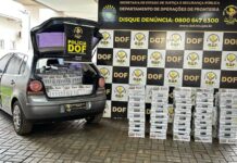 Veículo abarrotado de cigarros contrabandeados é apreendido