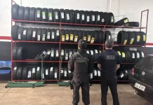 PF apreende mais de 4,2 mil pneus, além de celulares, armas e munições
