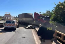 Acidente entre carreta, caminhão e carro deixa um estado grave na BR-163