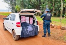 Veículo suspeito entra em fazenda e é flagrado com 500 pacotes de cigarros