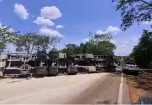 Embriagado: condutor que tombou carreta de cimento na BR-262 é preso