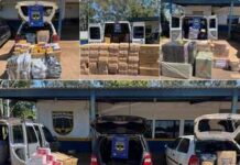 Três veículos abarrotados de mercadorias contrabandeadas são apreendidos pela PMR