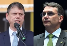 “Tarcísio está com a gente”, diz Flávio Bolsonaro