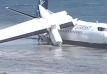 Avião com 55 passageiros faz pouso de emergência em mar na Somália (vídeo)