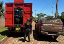 Veículo carregado com carga de pneus de caminhão é apreendido na BR-163