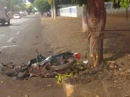 Jovem de 27 anos morre após colidir moto contra árvore