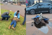 Motociclista fica ferido após perder controle e moto partir ao meio em Dourados