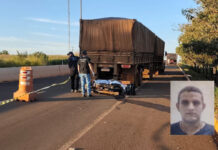 Motociclista morre ao atingir carreta parada entre Dourados e Itaporã