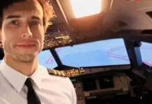 Instrutor entrega comando do avião à aluna e salta da aeronave durante aula de voo