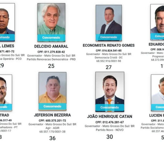 Saiba quem são os oito candidatos ao Governo de Mato Grosso do Sul